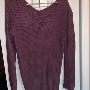 lace up purple sweater